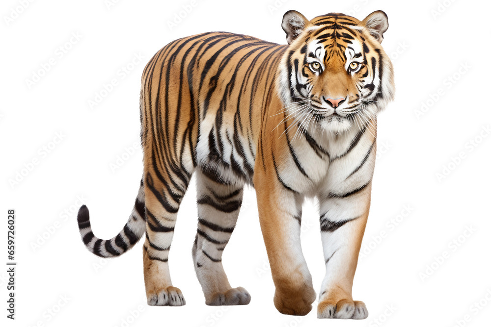 Bengal Tiger on White Background Generative AI