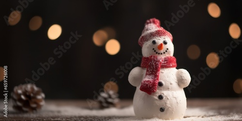 Christmas - cute snowman with gifts for happy christmas and new year festival wallpaper with copy space photo