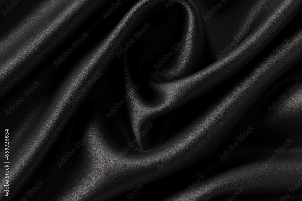 Obraz premium Black Satin Fabric Background - Generative AI
