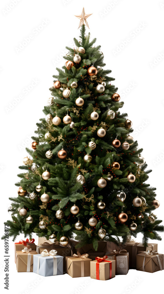 Christmas tree with gift boxes, generative AI Christmas tree with gift boxes, generative AI