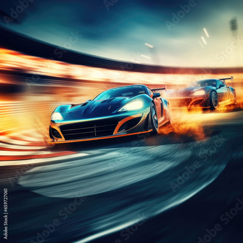 Sport Car Racing on race track drifting - Generative AI © SupremeTones