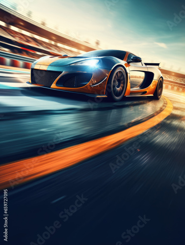 Sport Car Racing on race track drifting - Generative AI © SupTones
