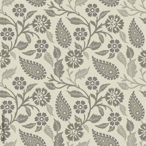 Seamless vector traditional Asian paisley pattern design