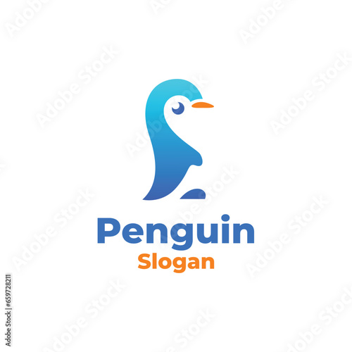 Modern penguin logo vector