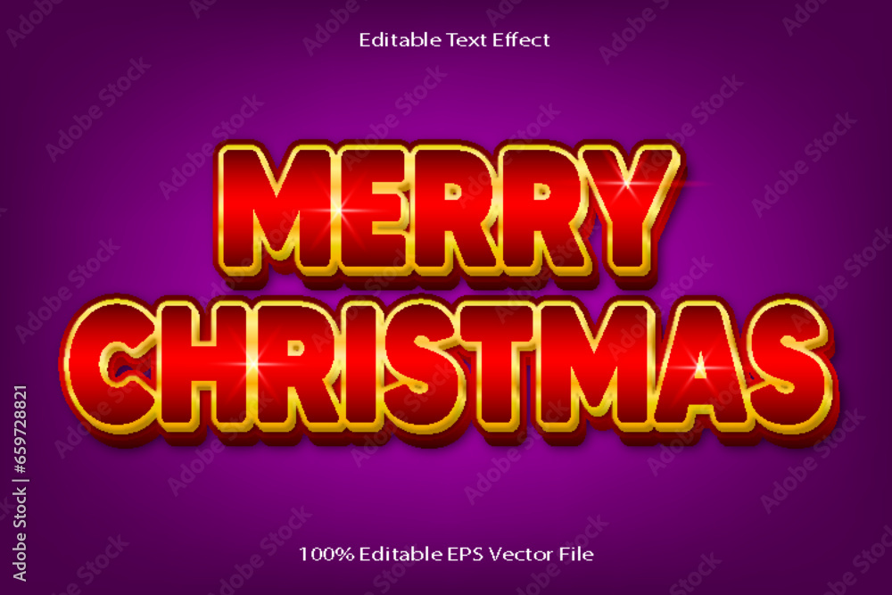 Merry Christmas Editable Text Effect 3d Emboss Cartoon Gradient Style