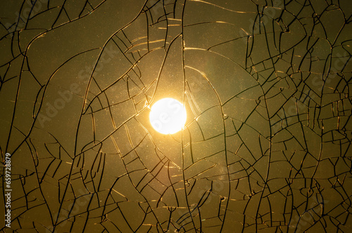 Sun through cracked glass afternoon
