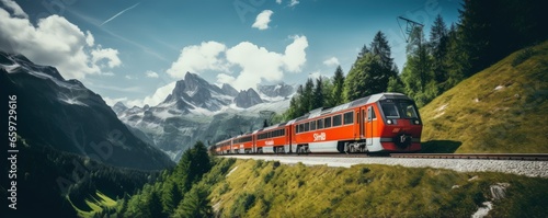 Photo Picturesque scenery and train travel