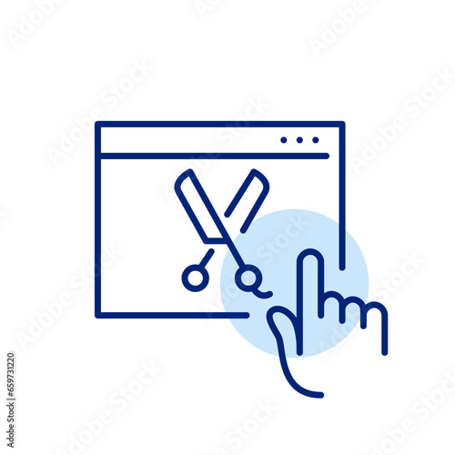 Make an appointment to hair salon online. Pixel perfect, editable stroke icon