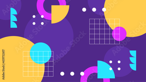 Vector abstract memphis geometric styled colorful colourful background