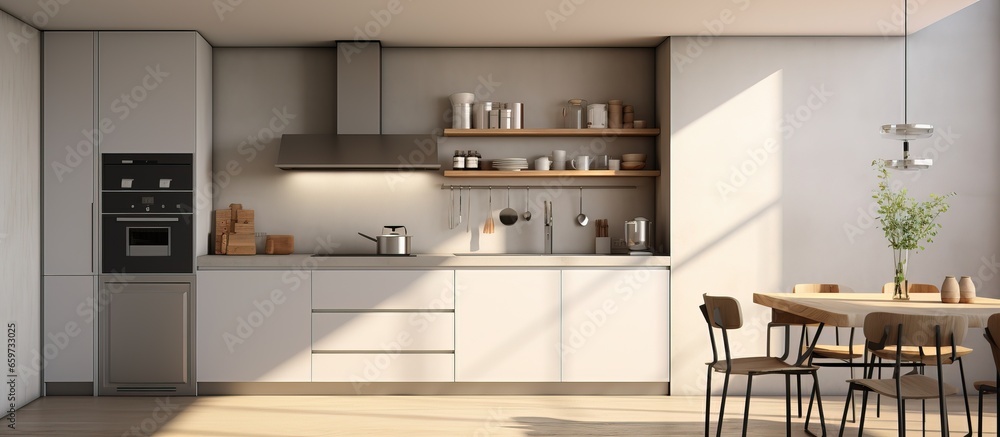 Modern kitchen rendered in three dimensions Modern kitchen rendered in three dimensions