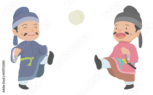 蹴鞠を楽しむ古代日本の貴族