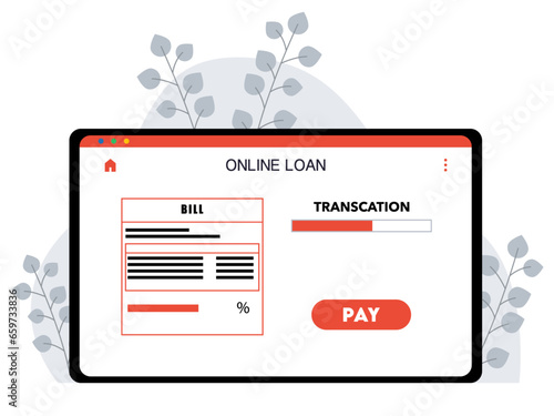 Bank vector illustration. Mobile banking and loan online illustration. Vector flat iliustration.