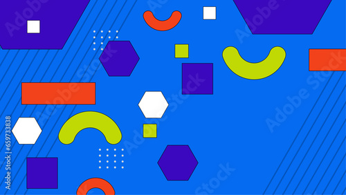 Vector abstract memphis geometric styled colorful colourful background