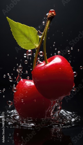 photografi cherry with water photo