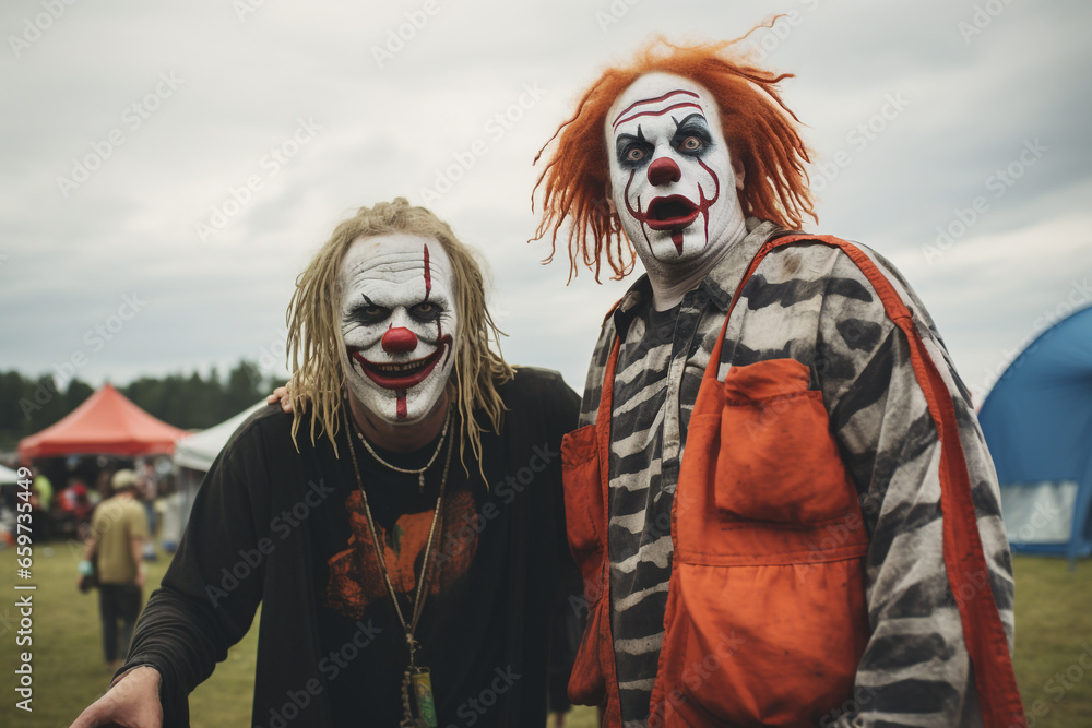 Vibrant Gathering of Juggalos in Colorful Insane Clown Posse Attire