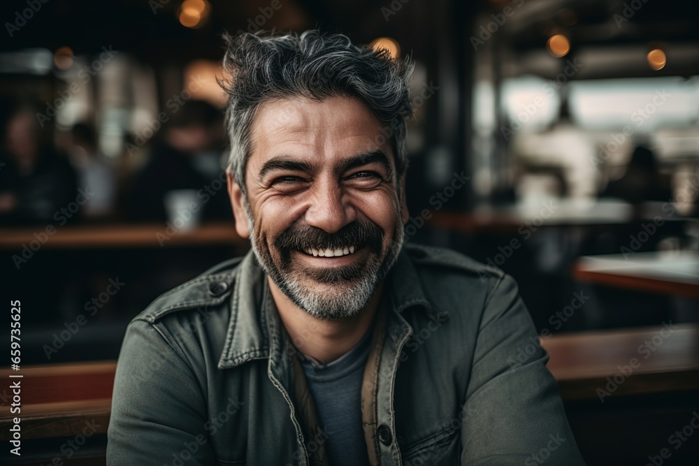 Cheerful ethnic man looking at camera