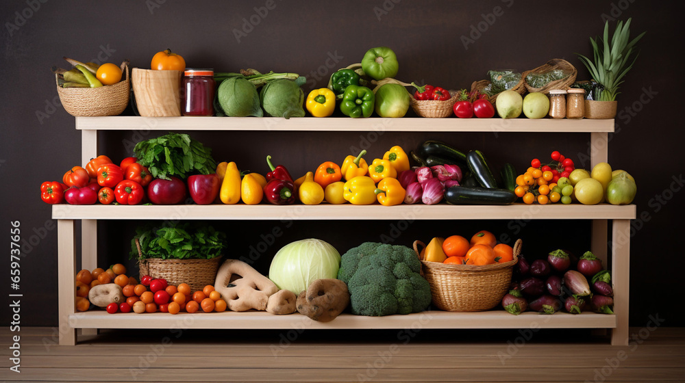 Amazing Grocery Store Inside Copy Space Vegetables and Fruit Amazing Grocery Store Inside Copy Space Vegetables and Fruit