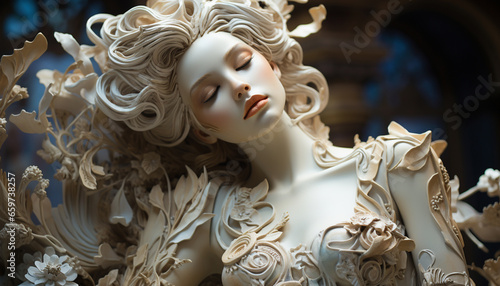 Christianity elegance and beauty depicted through a sculpture of a woman generated by AI