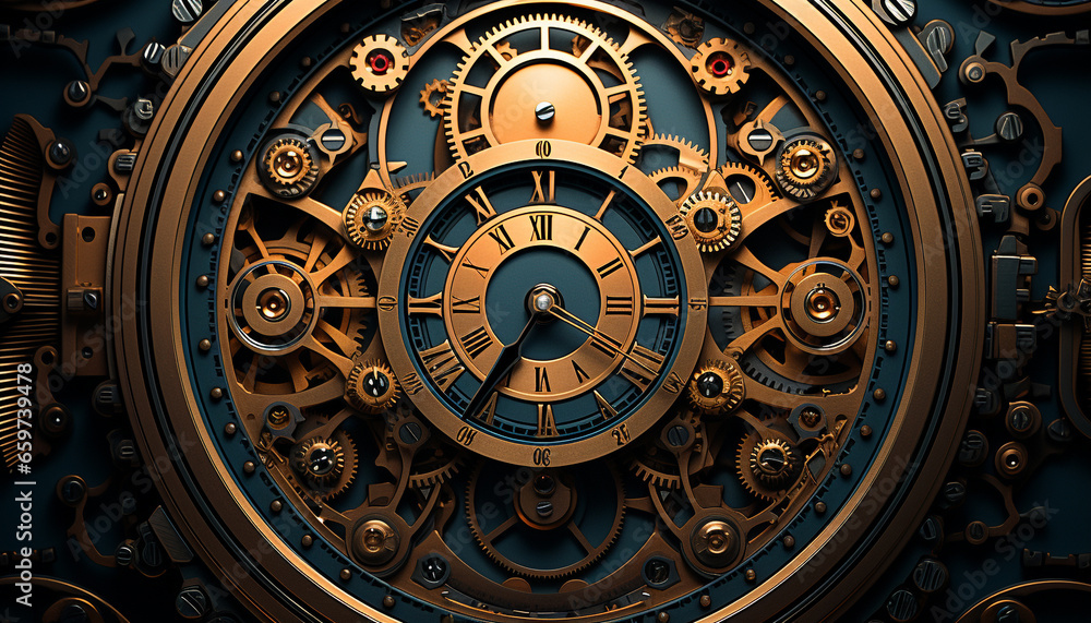 Clockworks of industry turn in metallic machinery for business success generated by AI