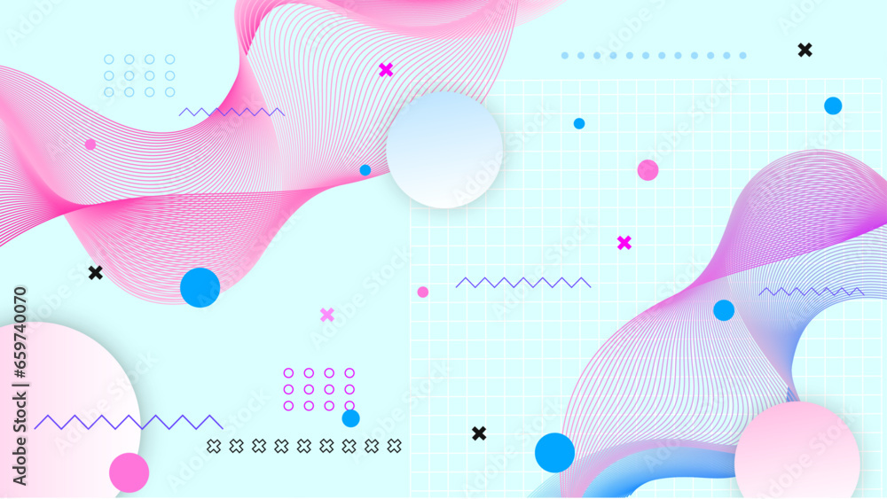 Blue pink and purple violet abstract minimalist geometric background vector with shapes