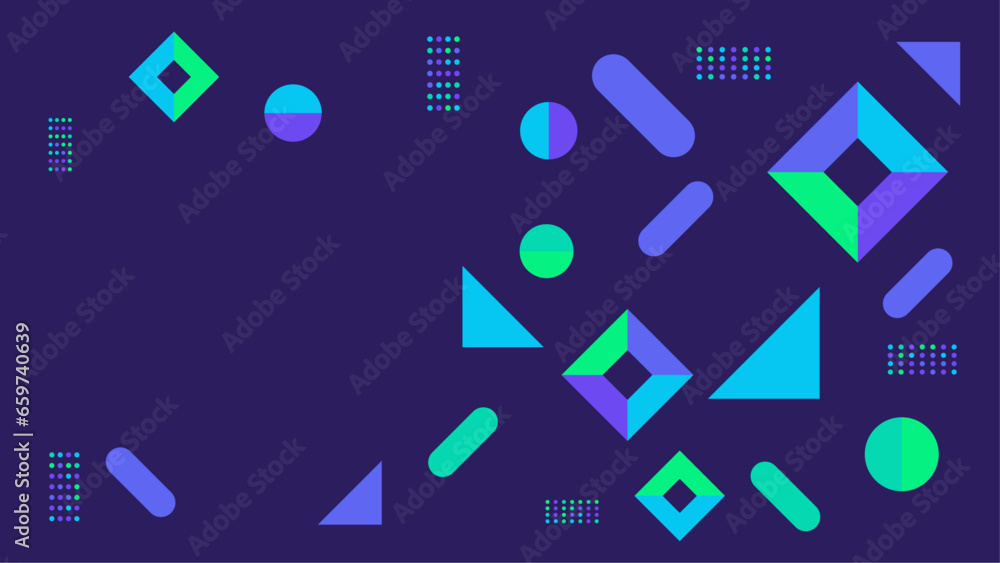 Blue and green modern abstract background with geometric shapes and ...