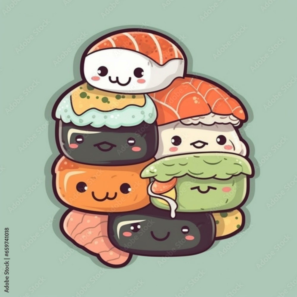 Kawaii Sushi Illustration Kawaii Sushi Illustration