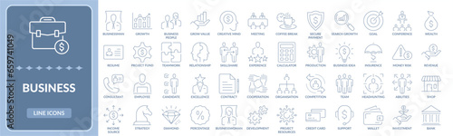 Business thin line icon set. Business thin line icon collection EPS10 - Stock Vector.
