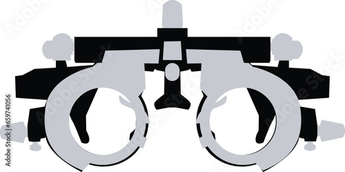 Eye optometry trial lens icon. Correct vision test sign. Eye trial lens symbol. Analogical eye trial frame logo. flat style.