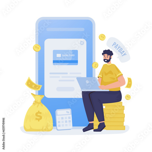 Online banking check salary payment payday vector illustration	