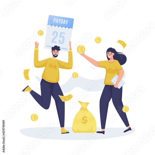 Salary payment date payday celebration vector illustration