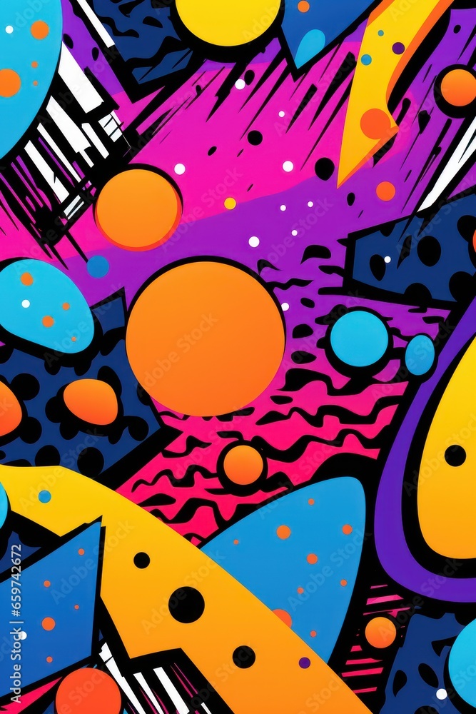 Doodle Art Illustration for Merchandise Clothing, Fashion Textile, Sport Clothes Design Printing, Street Art Graffiti Pattern, Colorful Abstract Background.