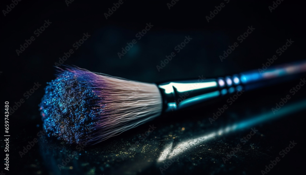 Fototapeta premium Professional make up artist applies multi colored eyeshadow for glamorous look generated by AI