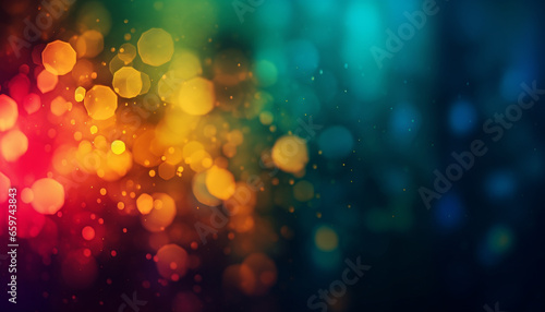 Glowing multi colored abstract pattern illuminated backdrop with defocused shiny bright circles generated by AI