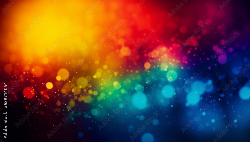 Glowing multi colored circles on a dark abstract backdrop generated by AI Glowing multi colored circles on a dark abstract backdrop generated by AI