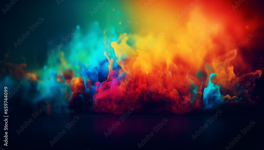 Vibrant colors ignite a fiery inferno in a galactic backdrop generated by AI