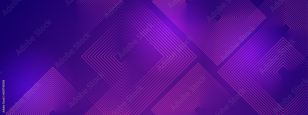 Purple violet vector abstract dynamic banner with neon glowing bright shape lines - obrazy, fototapety, plakaty 