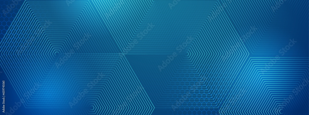 Blue and green vector abstract dynamic banner with neon glowing bright shape lines - obrazy, fototapety, plakaty 