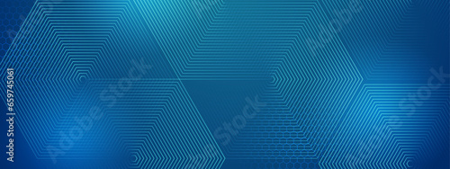 Blue and green vector abstract dynamic banner with neon glowing bright shape lines © Salman