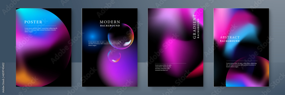 Abstract gradient vector colorful fluid effect poster template - obrazy, fototapety, plakaty 
