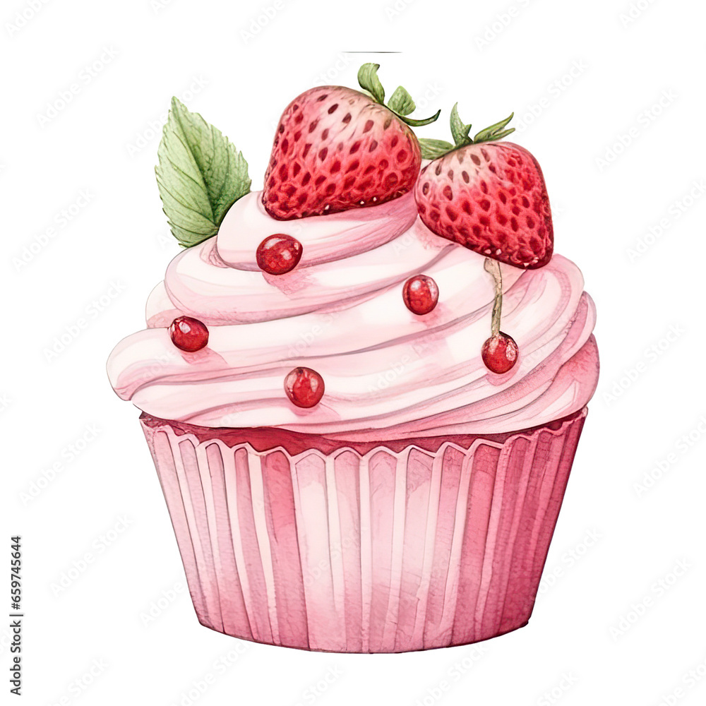 Watercolor cupcake on christmas, PNG Cupcake Watercolor cupcake on christmas, PNG Cupcake