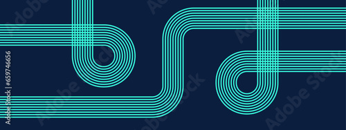 Blue and green abstract modern dynamic lines banner