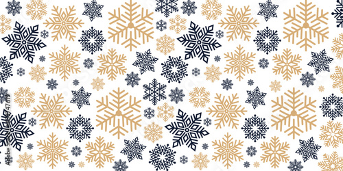 Simple Christmas seamless pattern with geometric motifs. Snowflakes and circles with different ornaments. 
