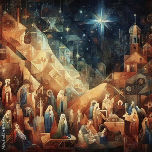Abstract illustration of Christmas nativity