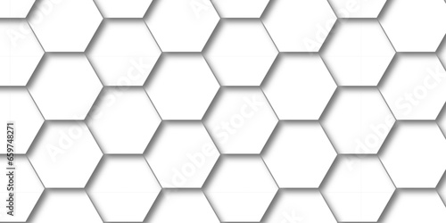 	
Seamless pattern with hexagons White Hexagonal Background. Computer digital drawing, background with hexagons, abstract background. 3D Futuristic abstract honeycomb mosaic white background.