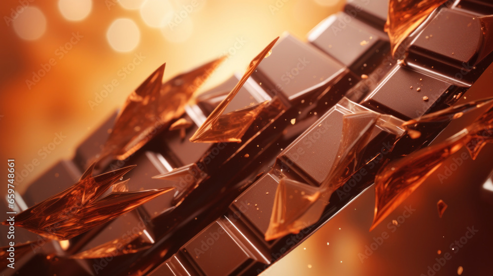 A close-up of a chocolate bar. A close-up of a chocolate bar.
