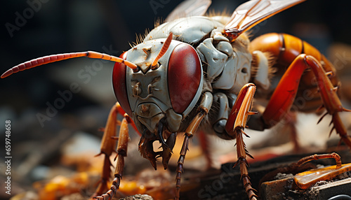 Insects in nature macro focus on small, unhygienic, flying creatures generated by AI