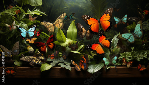 The vibrant beauty of nature butterfly collection in tropical rainforest generated by AI