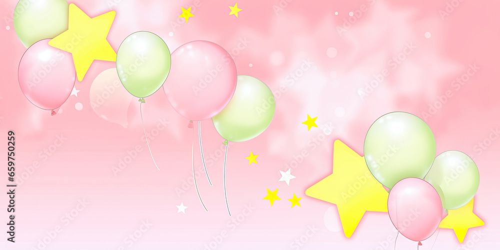Anime balloon Birthday celebration balloons background backdrop, generated ai