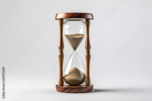 Classic wooden hourglass 3d rendering on white background