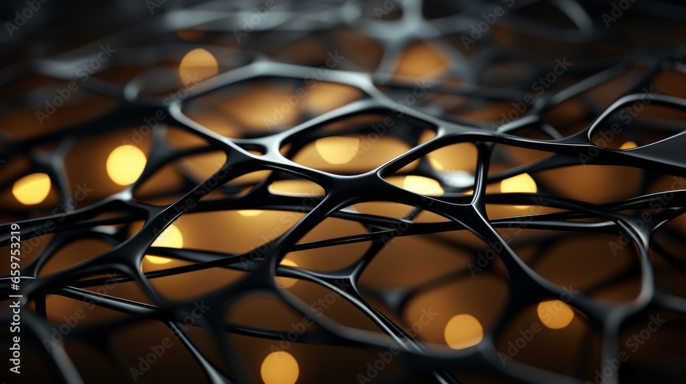 This close up of a black mesh casts an ethereal glow of light, illuminating the mysterious beauty of the indoor environment This close up of a black mesh casts an ethereal glow of light, illuminating the mysterious beauty of the indoor environment